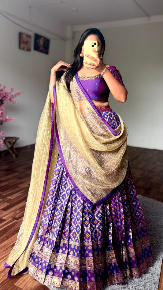 Maggam work indo western style lehenga