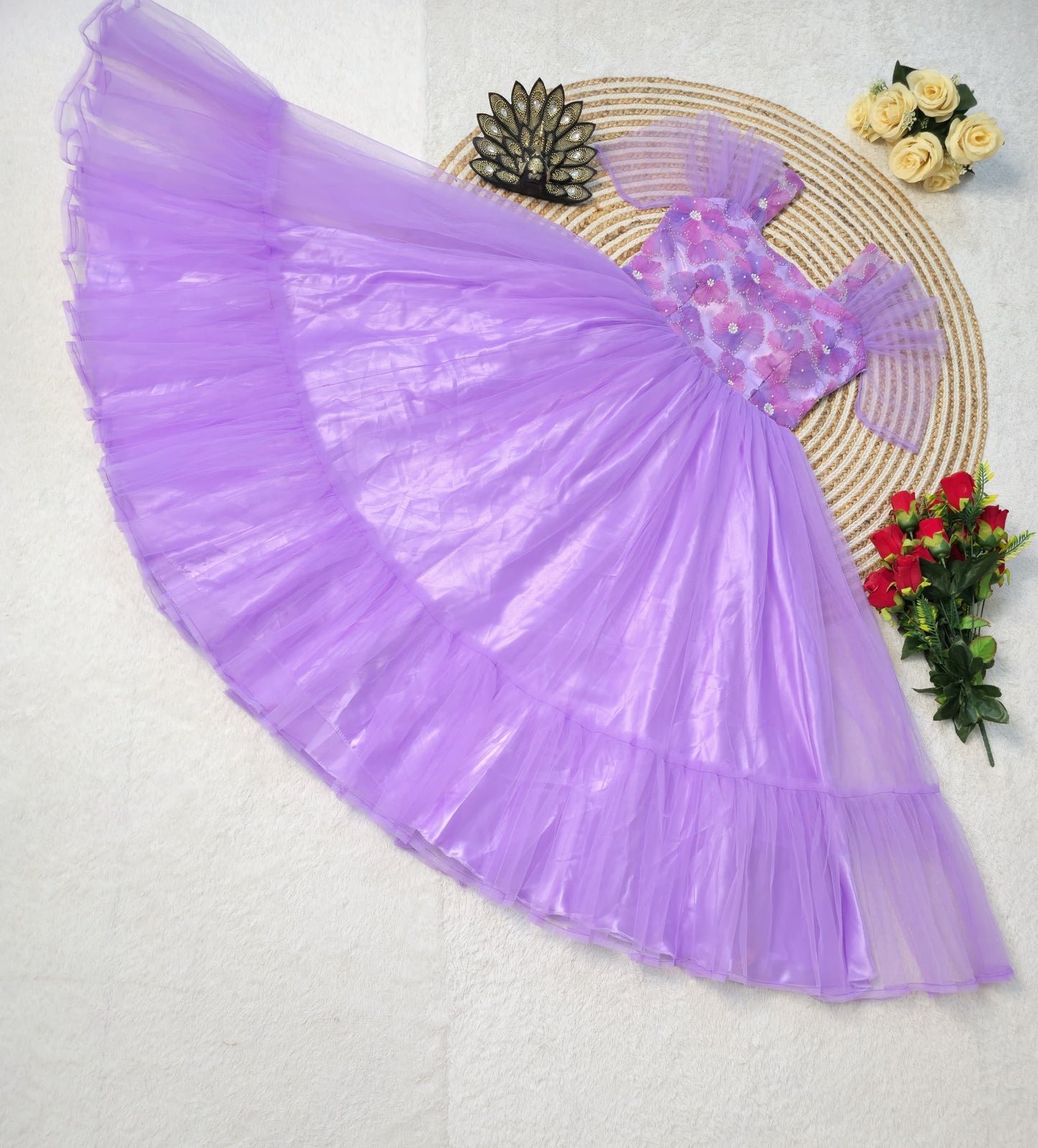 Premium soft net with designer work midi Gowns