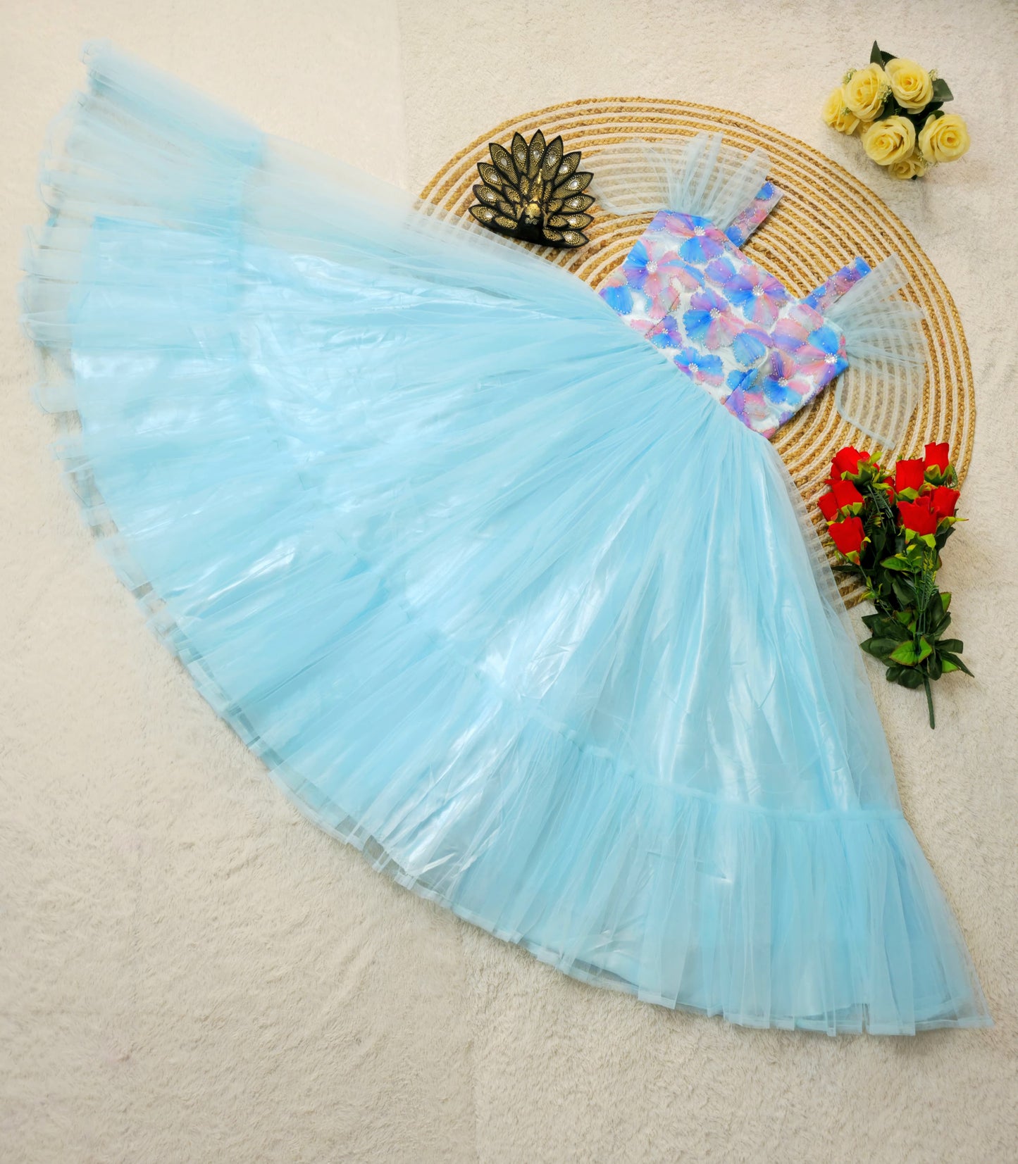 Premium soft net with designer work midi Gowns