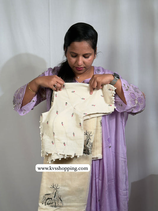 Summer special Chanderi saree with stitched blouses