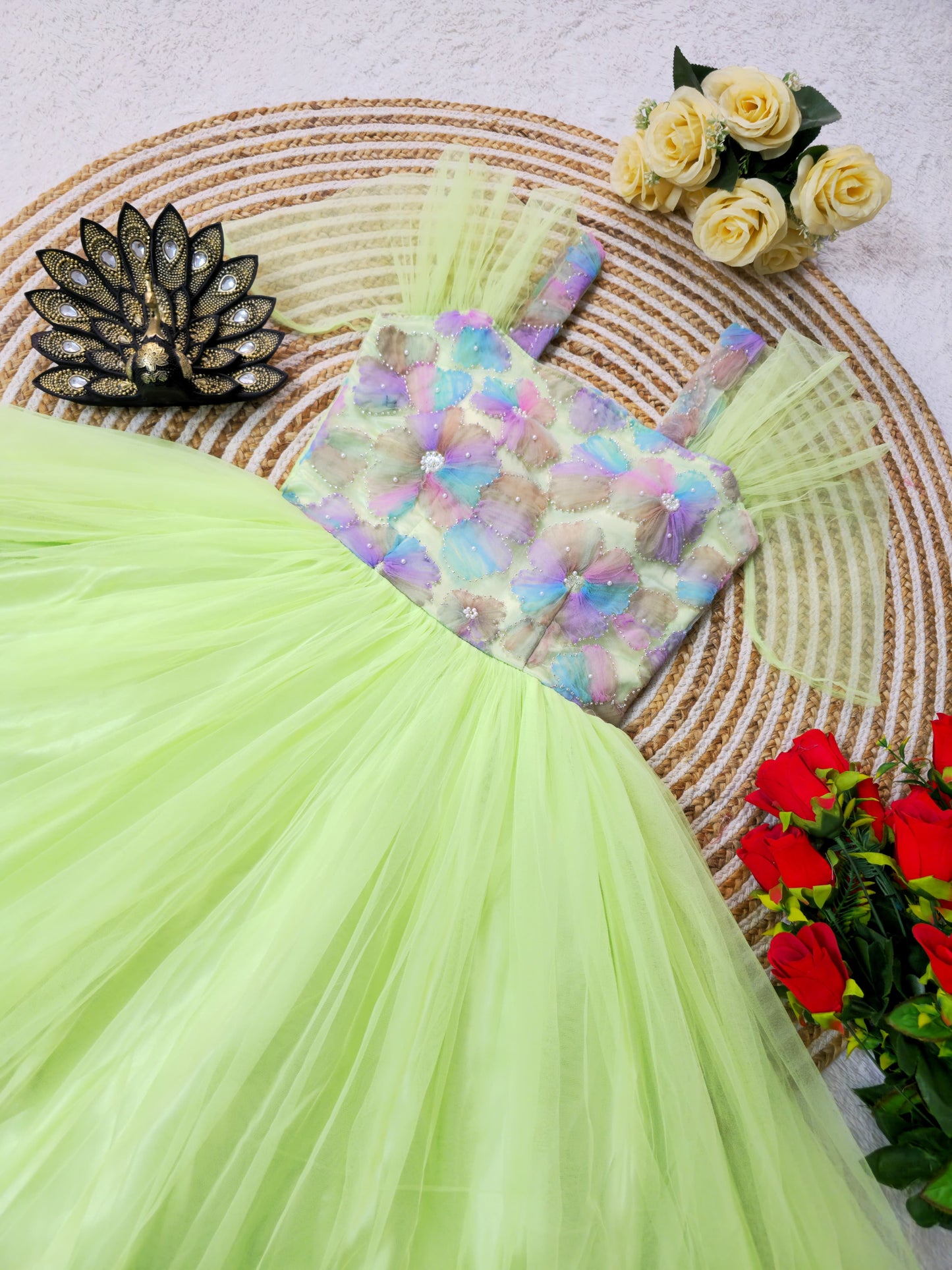 Premium soft net with designer work midi Gowns