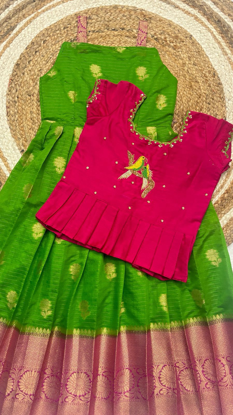 Kids 2 in gown coat model maggam work set