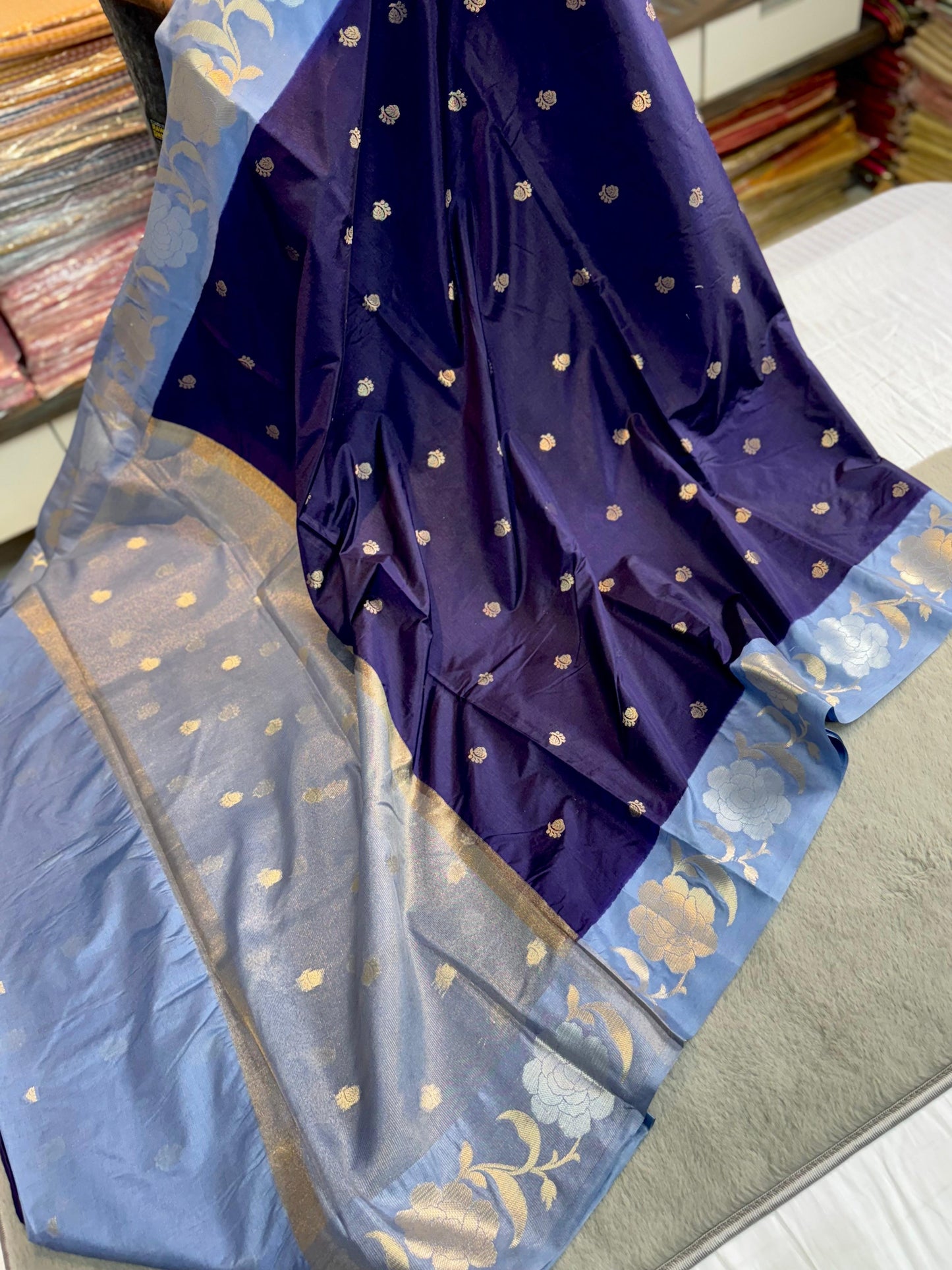 Banarasi Dupion Soft silk Sarees wilt alfi Butta budget sarees