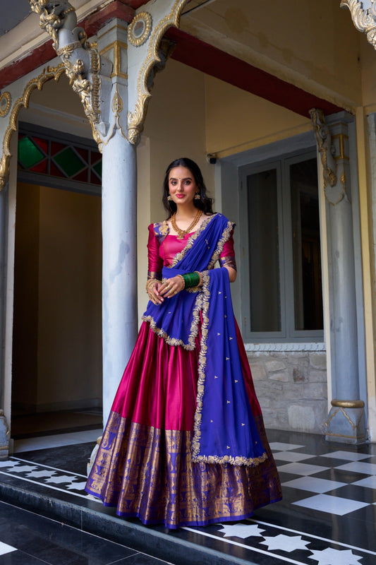 South Indian style narayan pattu lehenga set