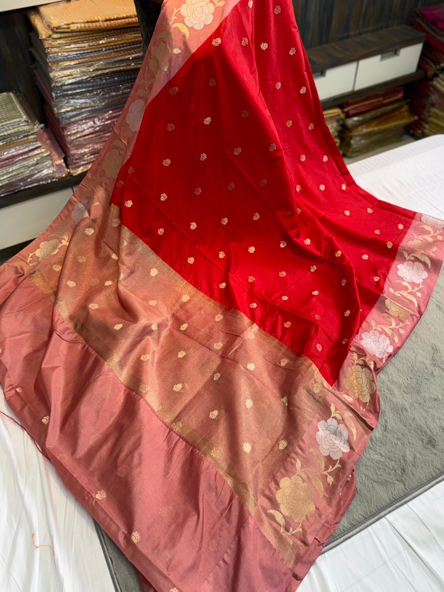 Banarasi Dupion Soft silk Sarees wilt alfi Butta budget sarees