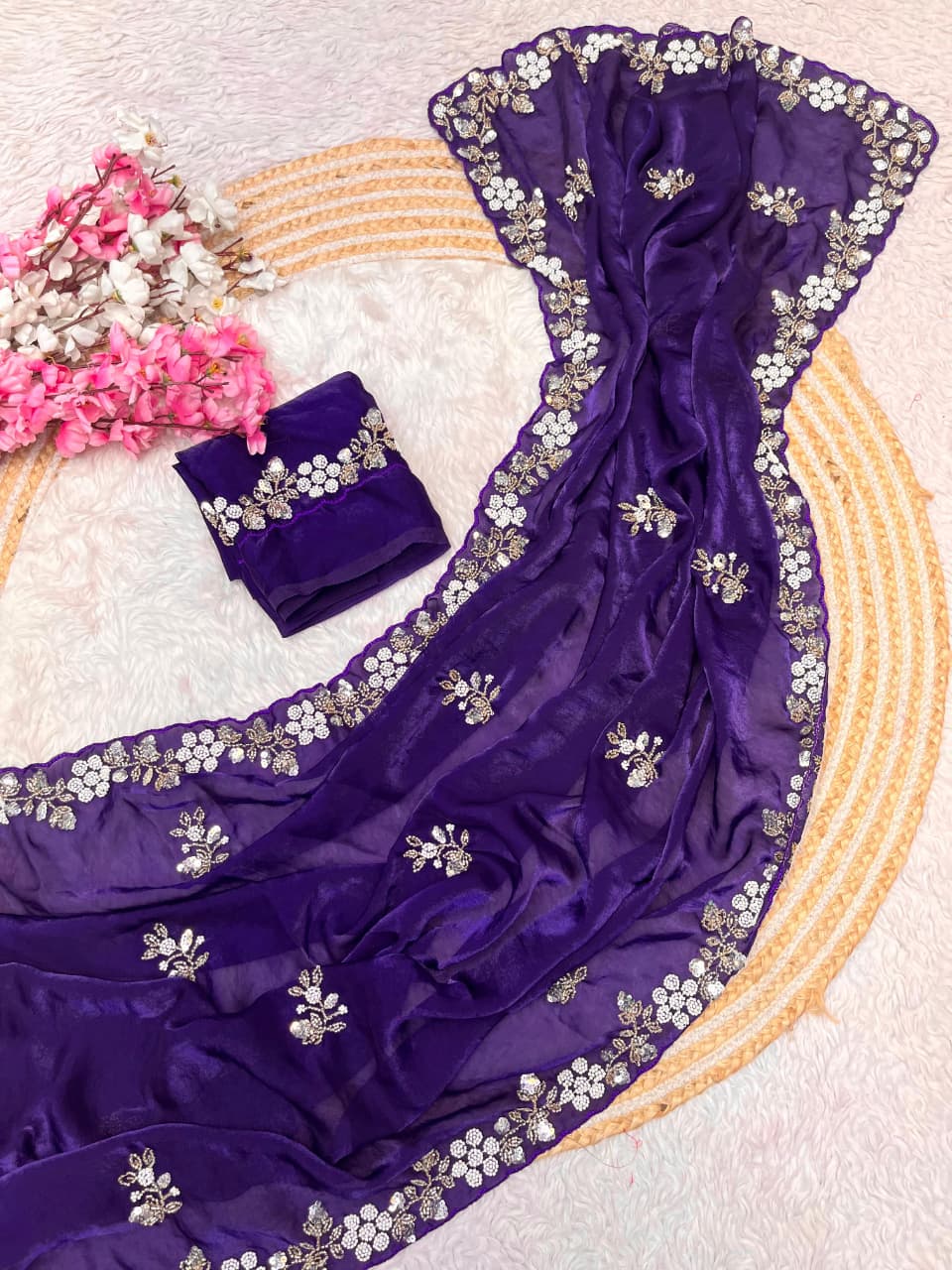 New Designer party wear satin sarees