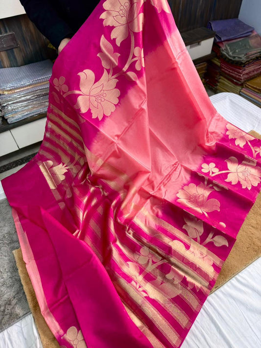 Semi pattu style paper soft Banarasi’s flower sarees