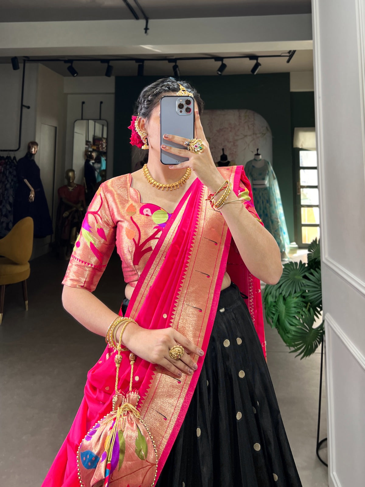 Paithani Jacquard Silk Festival Collection Lehenga