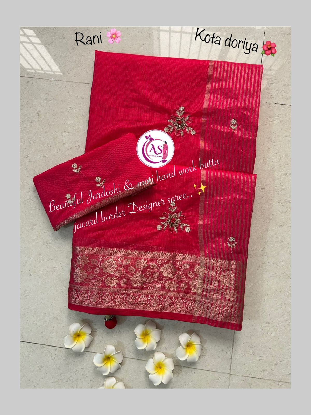 Jardoshi Moti hand work budget saree