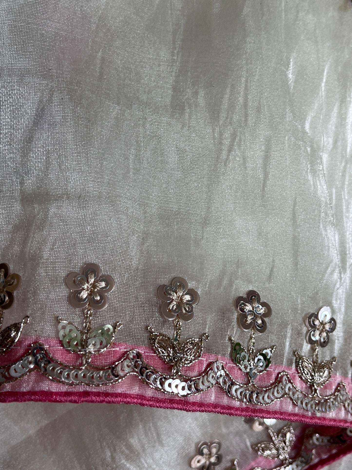 Gold Crush Tissue saree with sequence Luxe with stitched Blouse