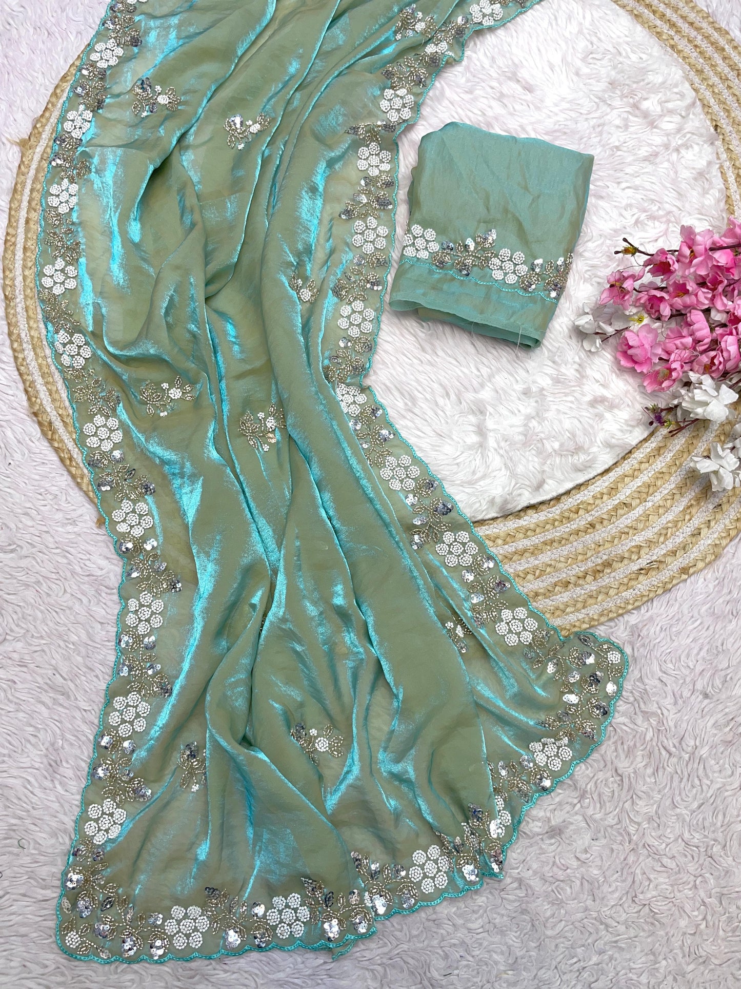 New Designer party wear satin sarees