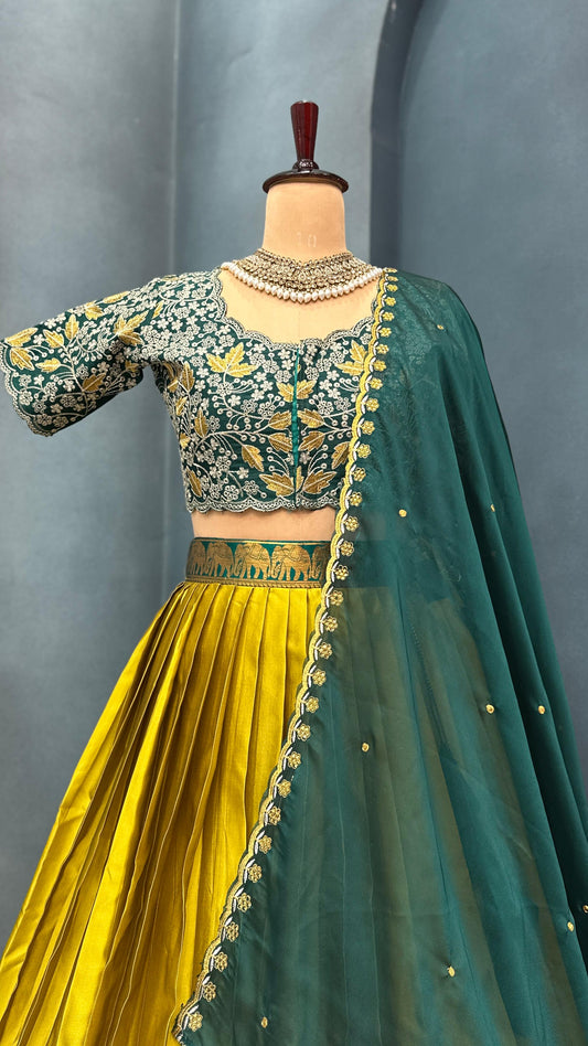 Kanchipattu silk embroidered beautifully lehenga