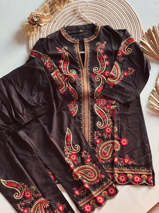Co-ord set kurti hand embroidery silk