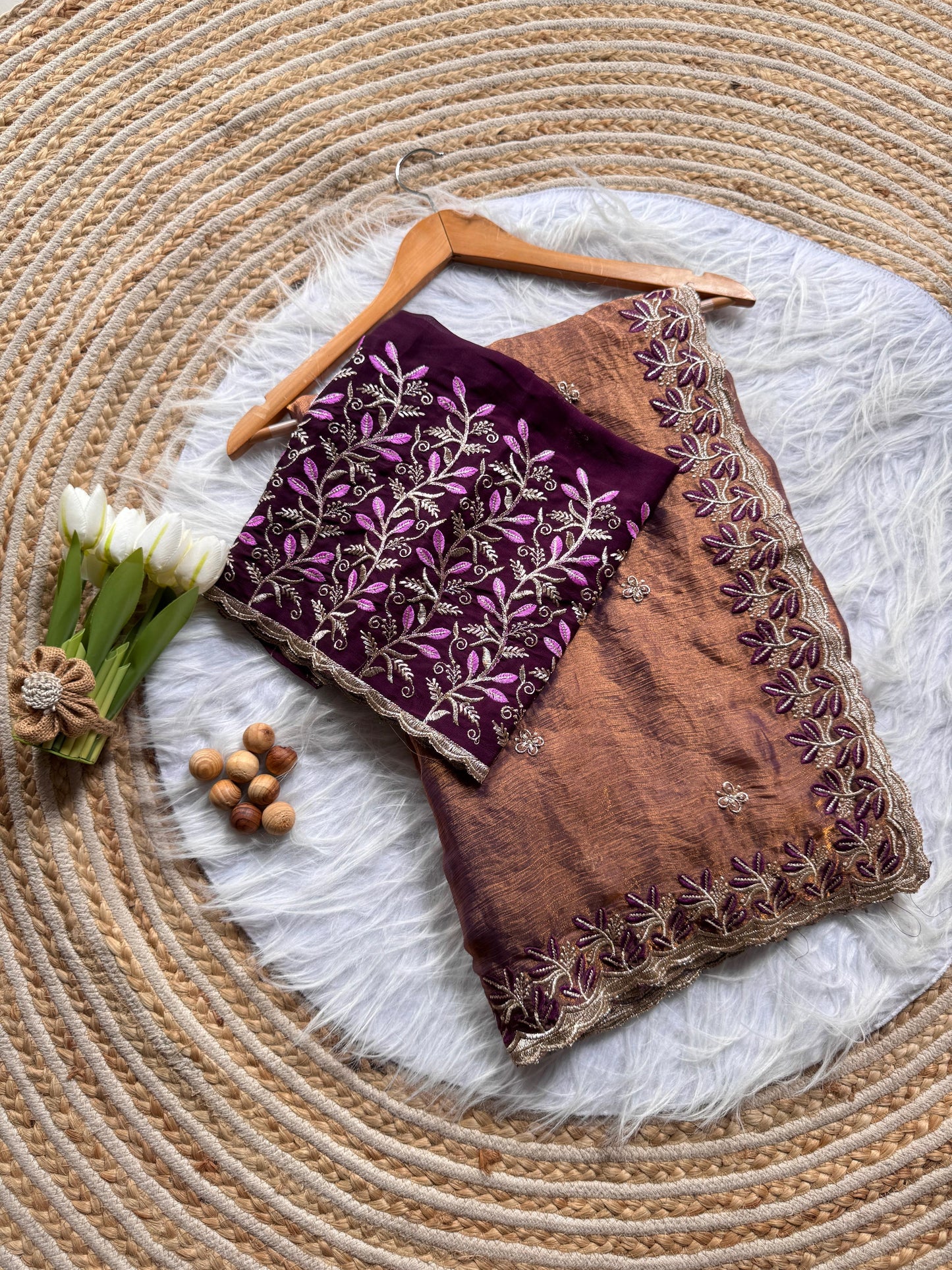 Elegant embroidery saree budget friendly