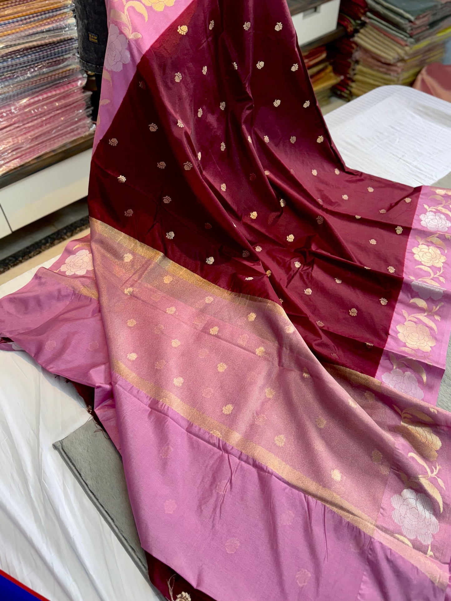 Banarasi Dupion Soft silk Sarees wilt alfi Butta budget sarees