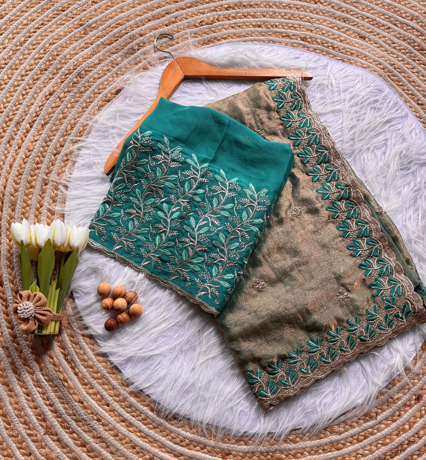 Elegant embroidery saree budget friendly
