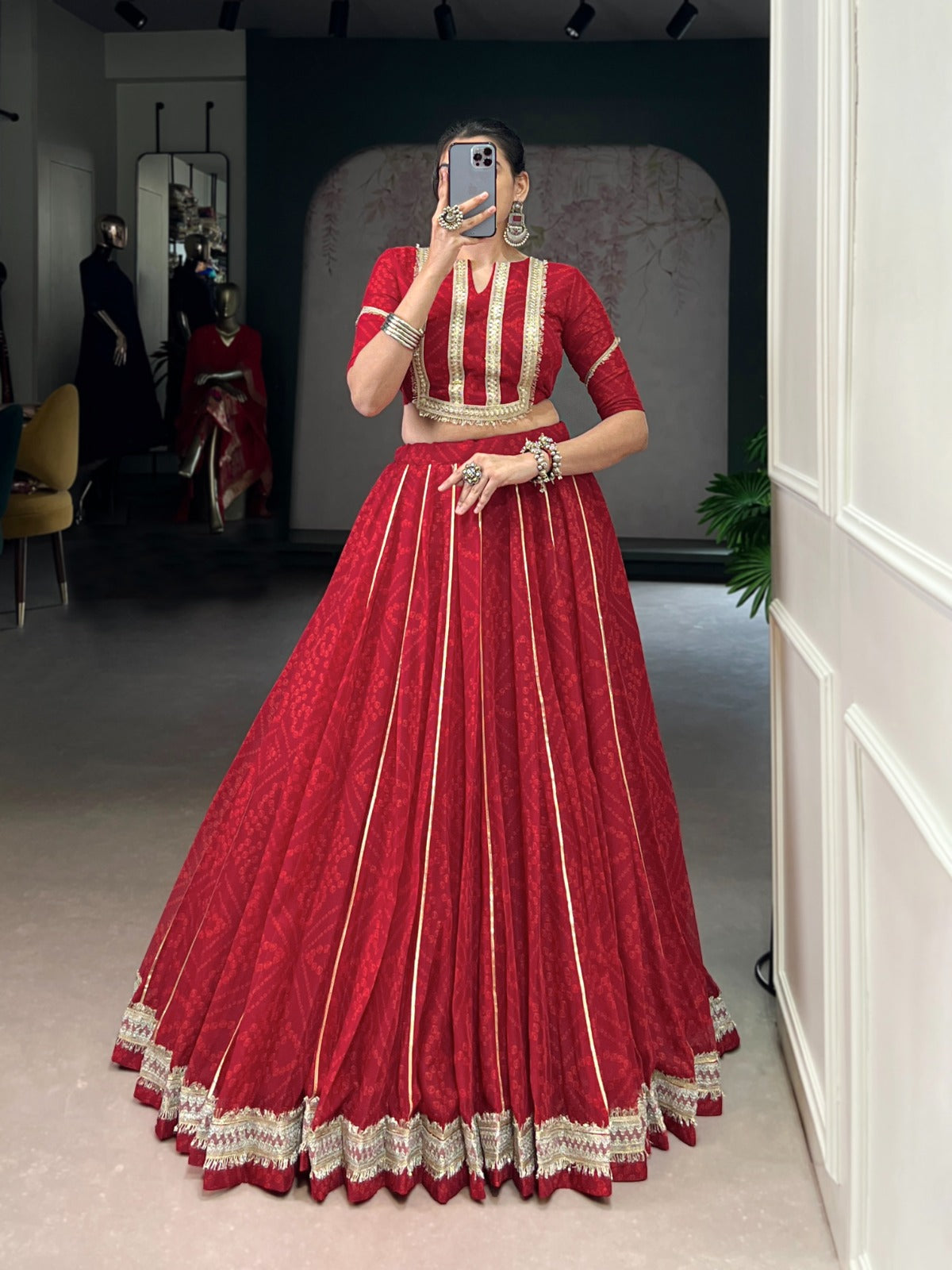 Bandhini chiffon Dandiya Lehenga set