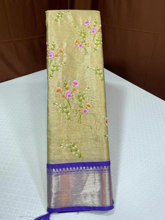 Classic Semi Pattu Saree with Embroidery Khas tissue