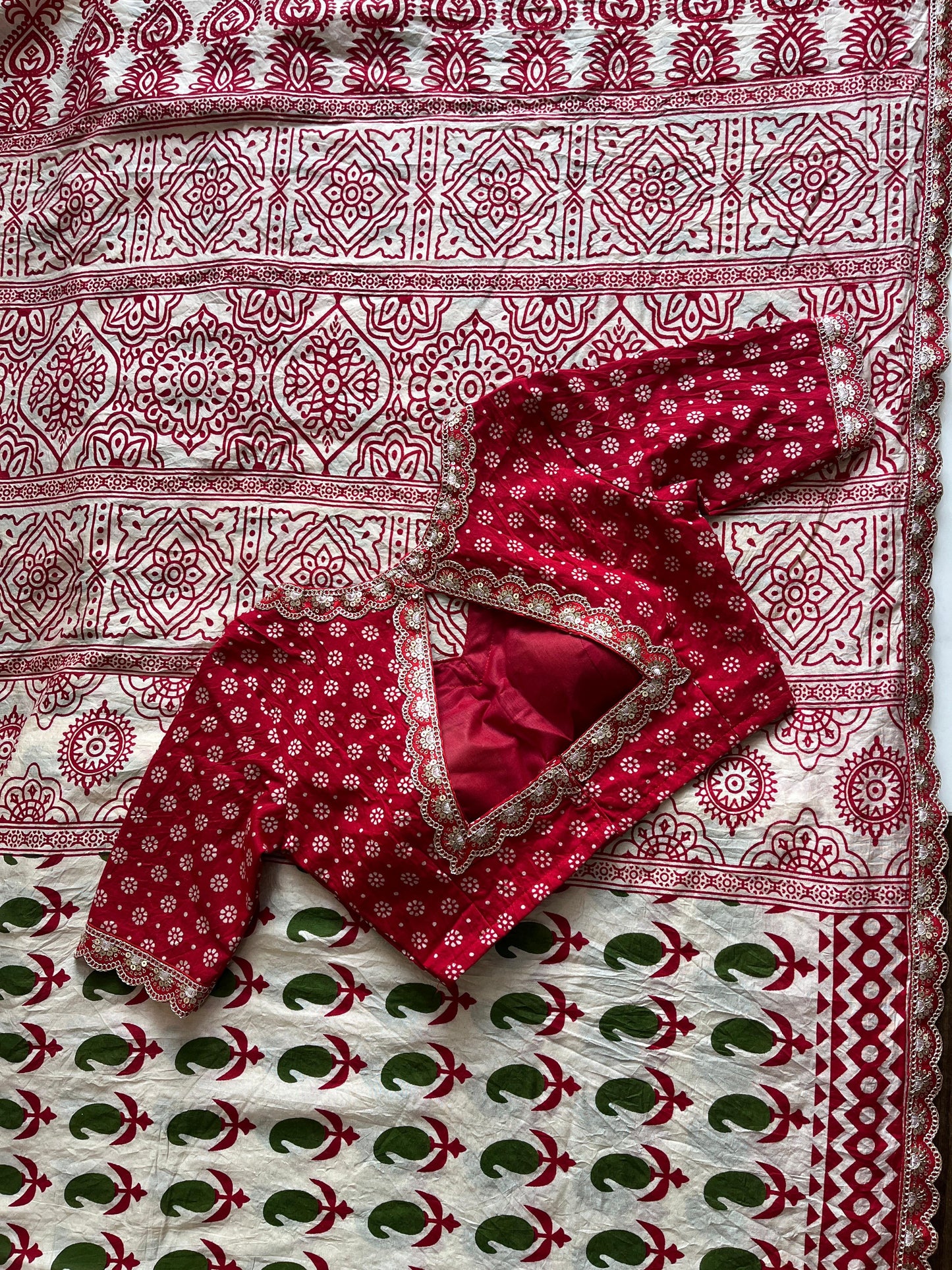 Mul cotton saree with stitched blouse