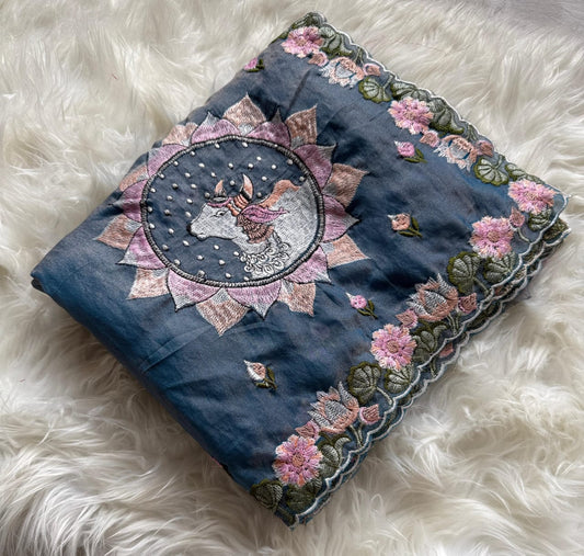 Premium floral embroidery cutwork budget classic saree