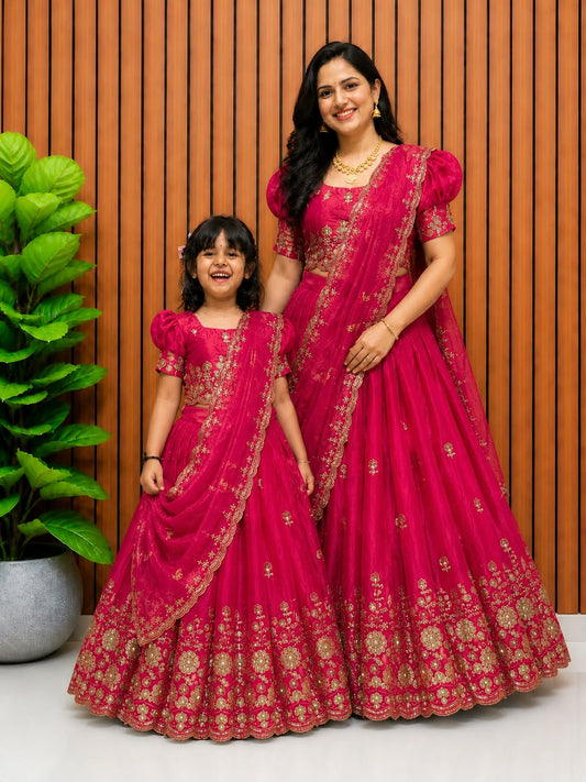 Mom and daughter cafe cute Designer lehenga sets