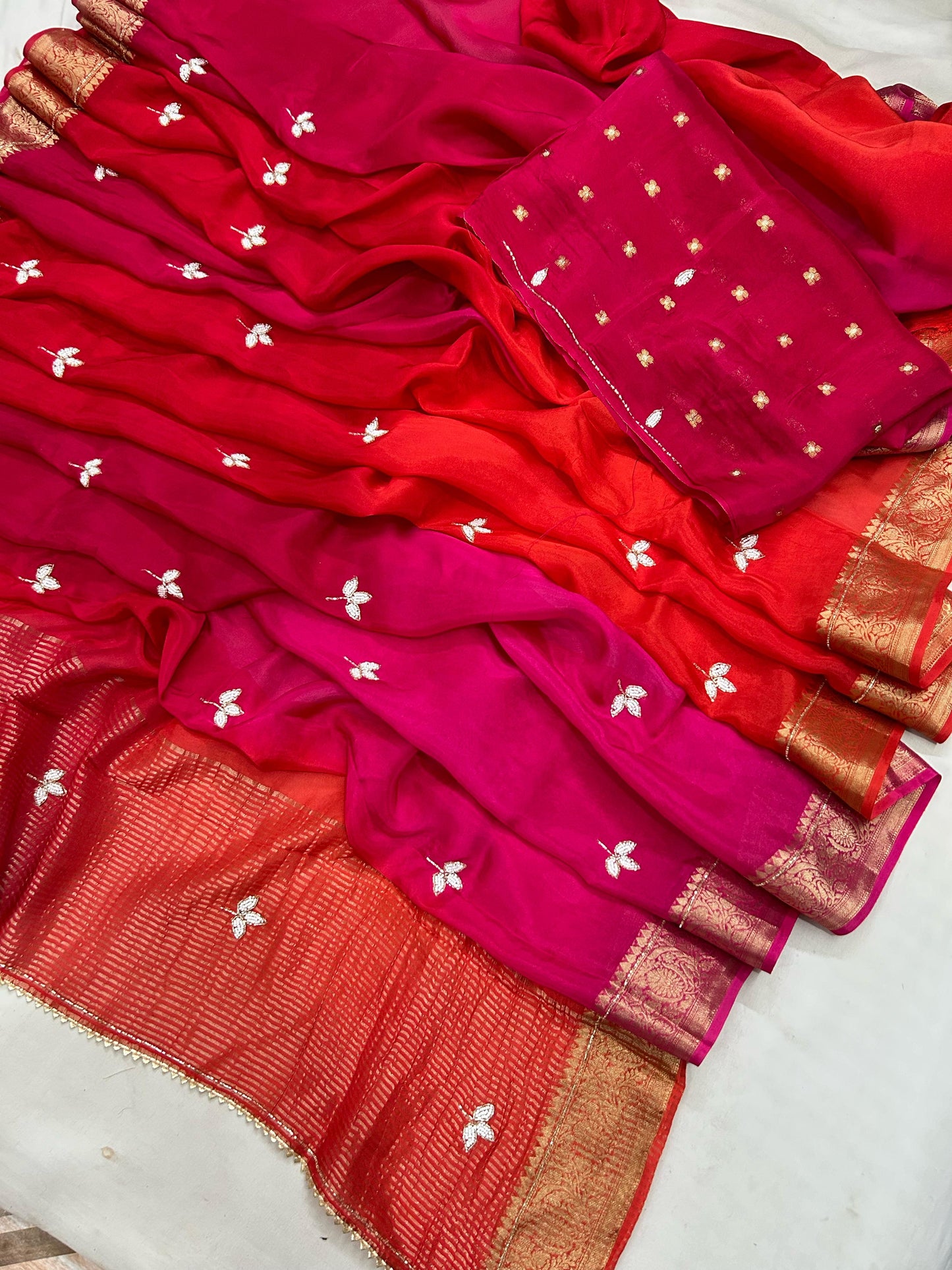 Pure Soft Chinnon Work Budget Sarees