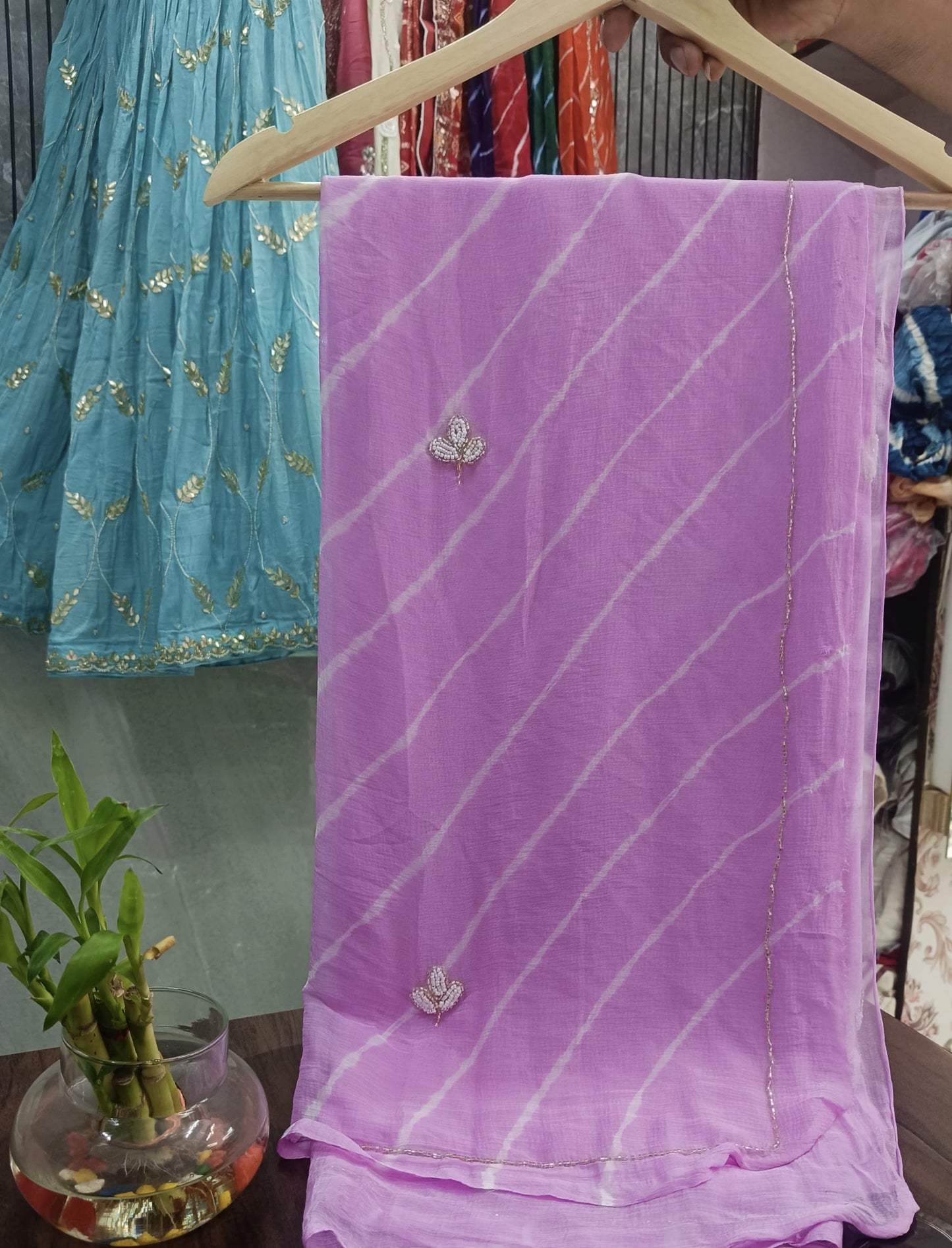 Trendy chiffon katdana lehriya sarees