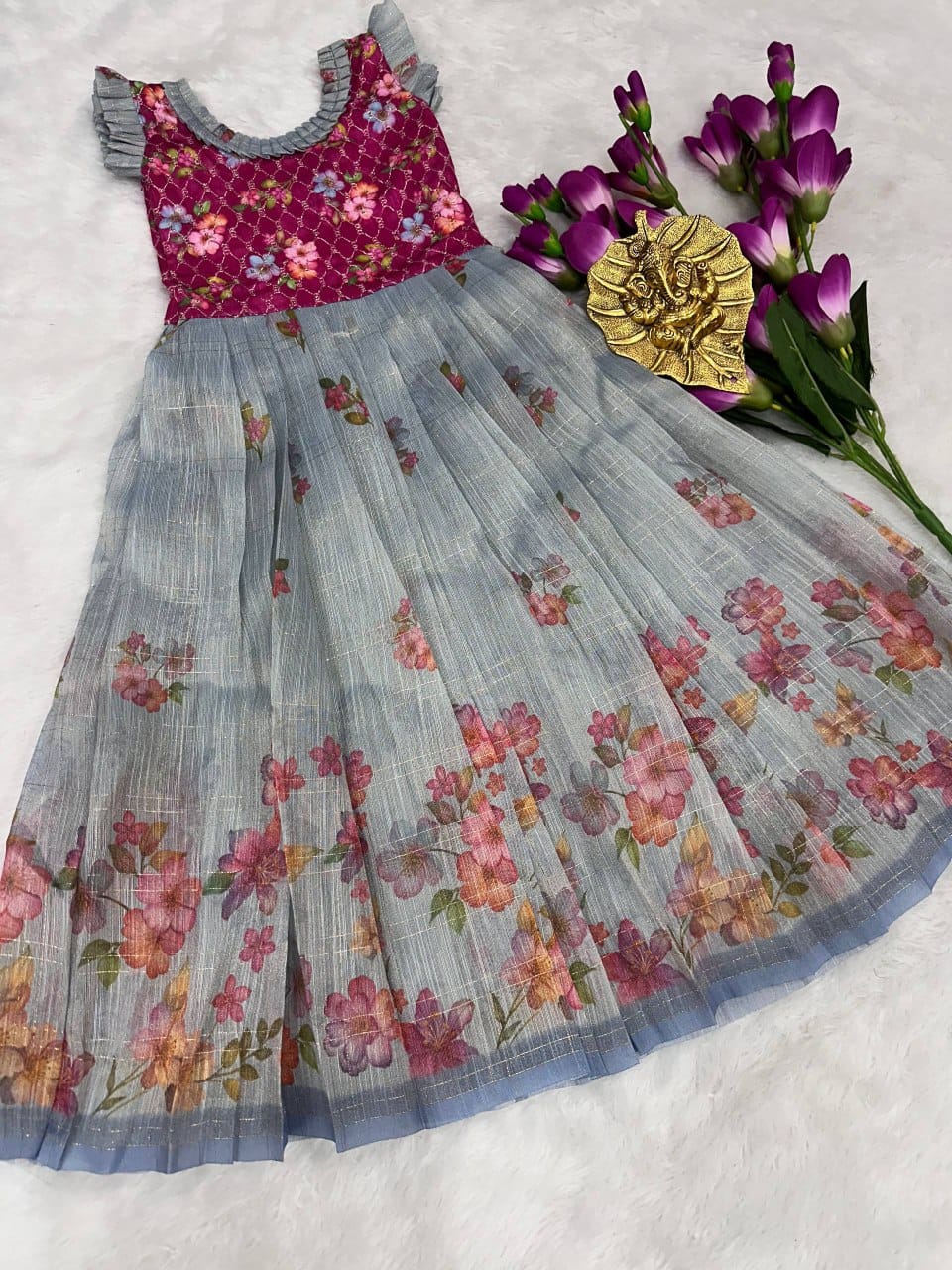 Kids gown frabic full stiched