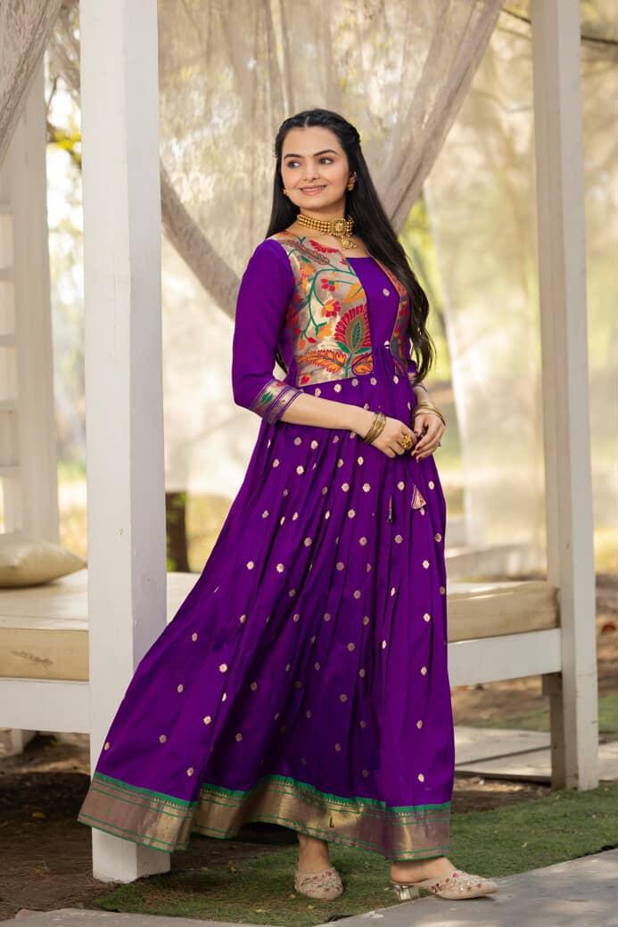 Paithani Pure Weaving Jacket gowns for festivals