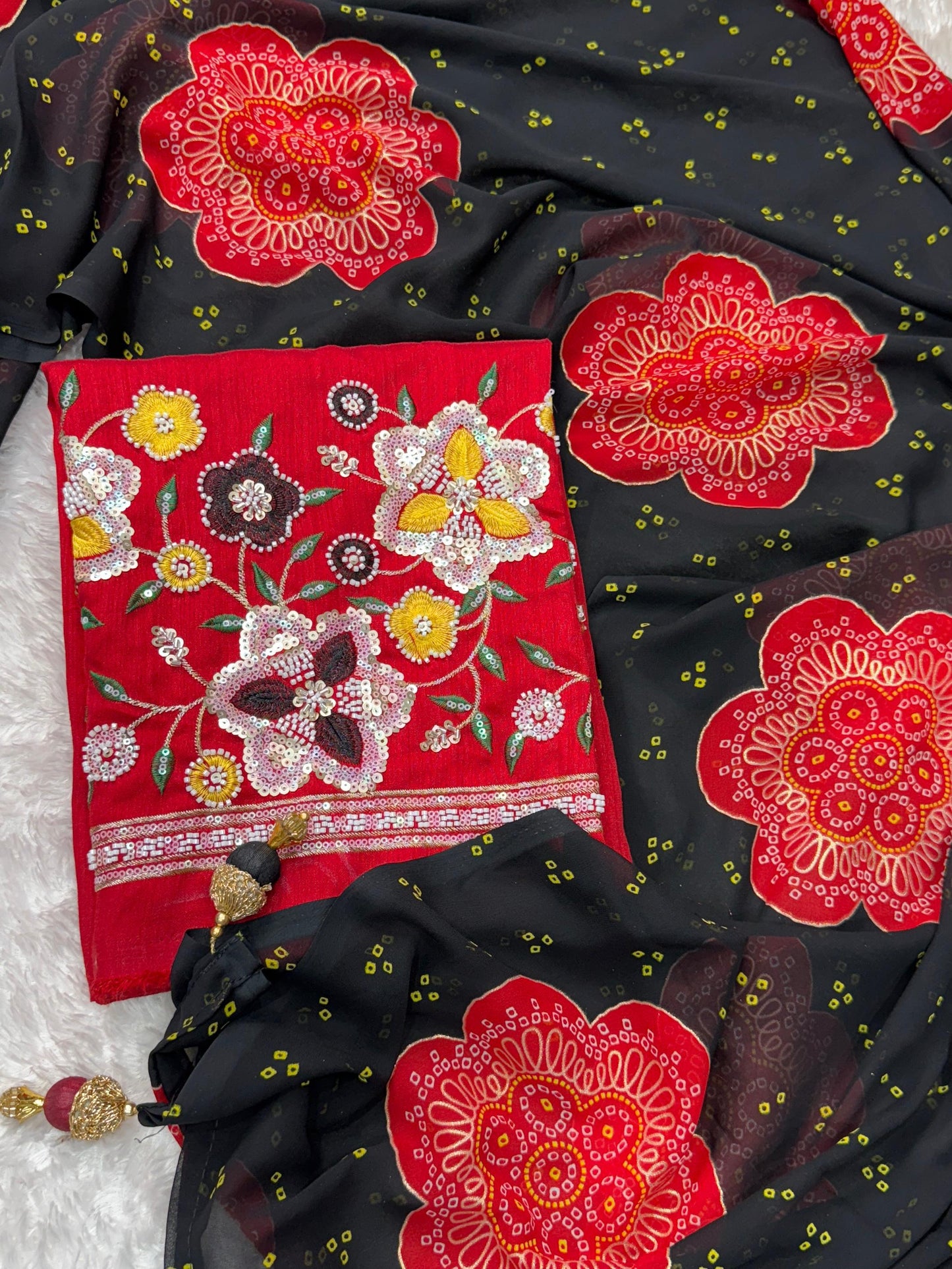 Budget Heritage Bandhej Saree with Handcrafted Elegance ✨
