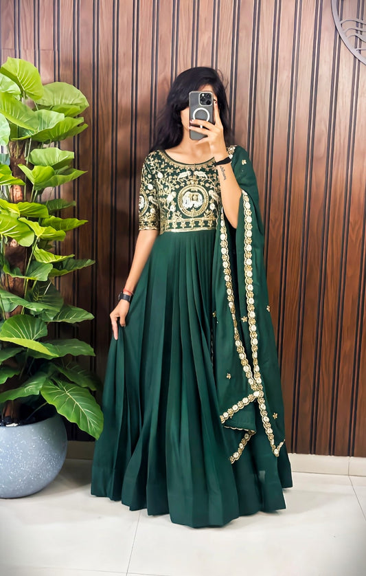 Heavy embroidery work Gown with  duppata