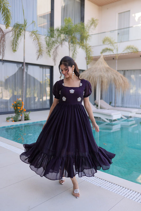 Fendi silk beads embroidery gowns