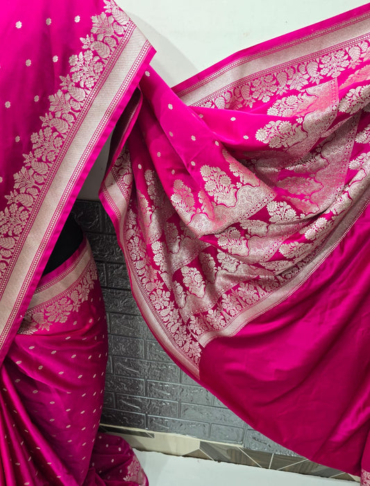 Pattu tradition Mashru Katan royal pink saree
