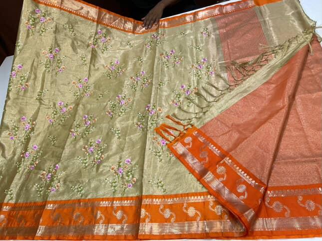 Classic Embroidery Khas tissue Sarees