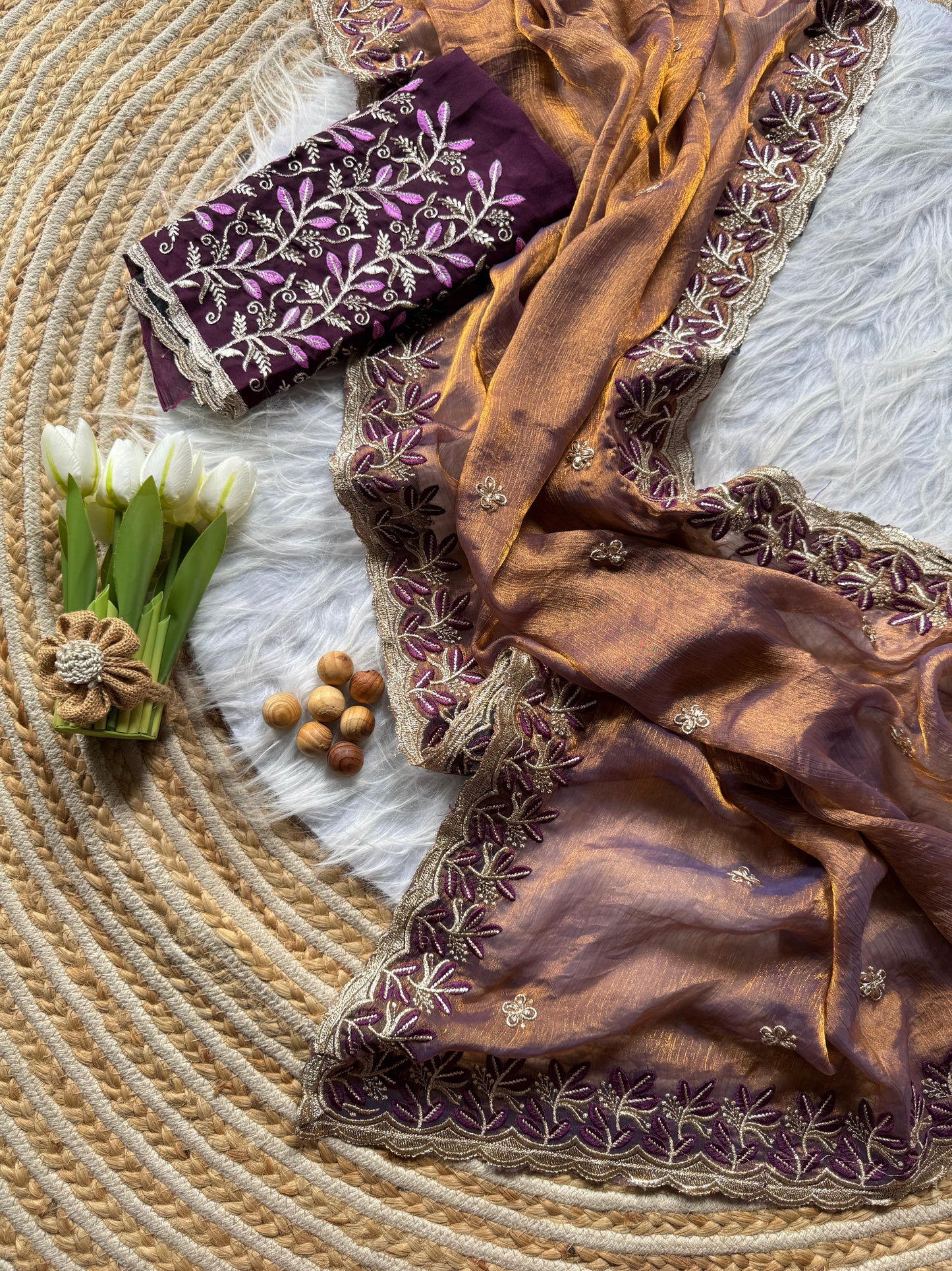 Elegant embroidery saree budget friendly