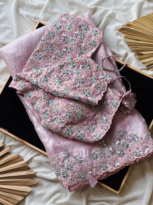 1 min luxe saree with stitched blouse