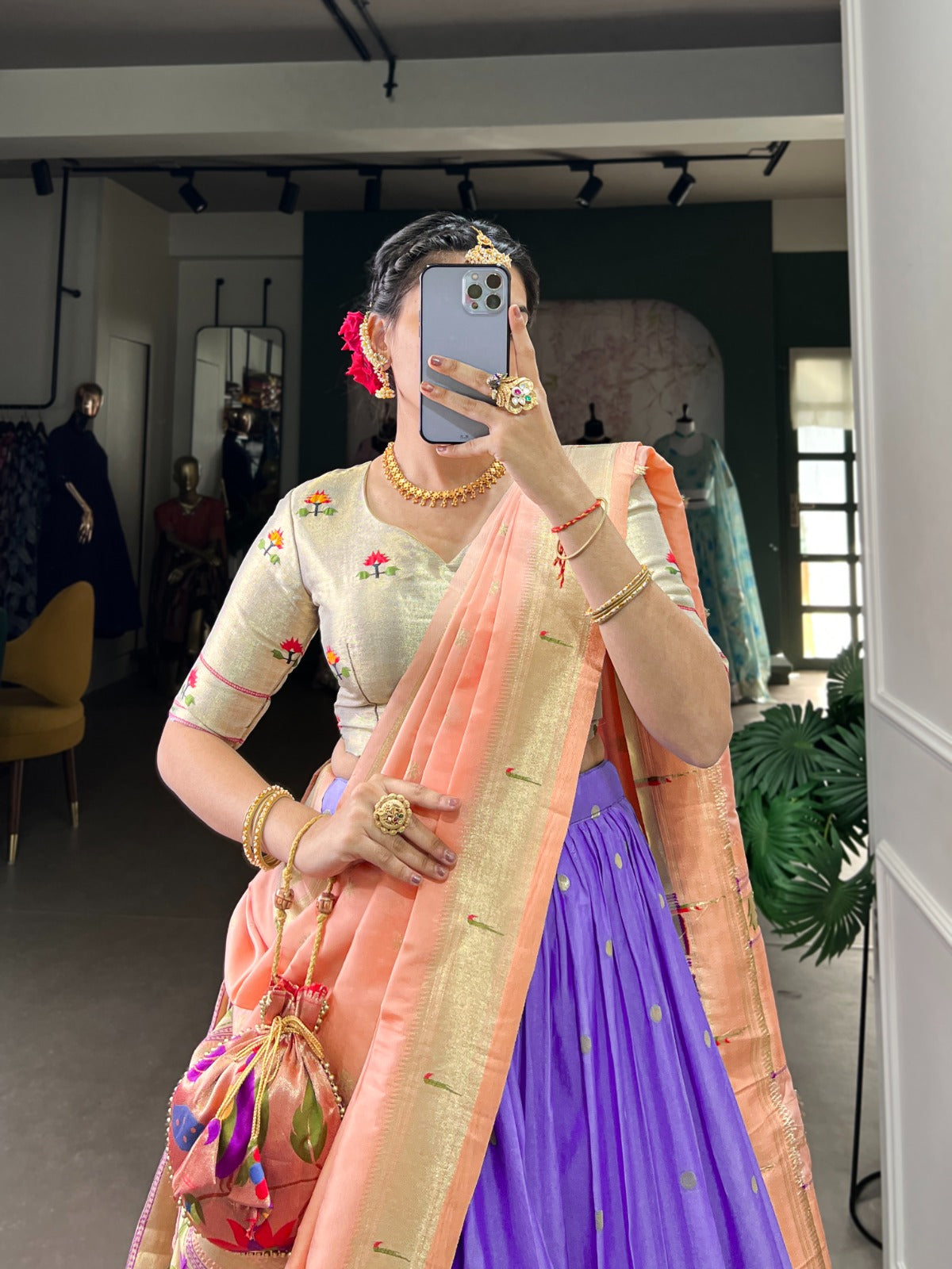 Paithani Jacquard Silk Festival Collection Lehenga