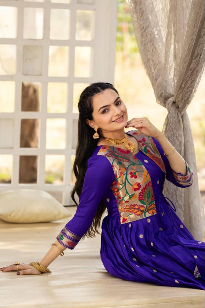 Paithani Pure Weaving Jacket gowns for festivals