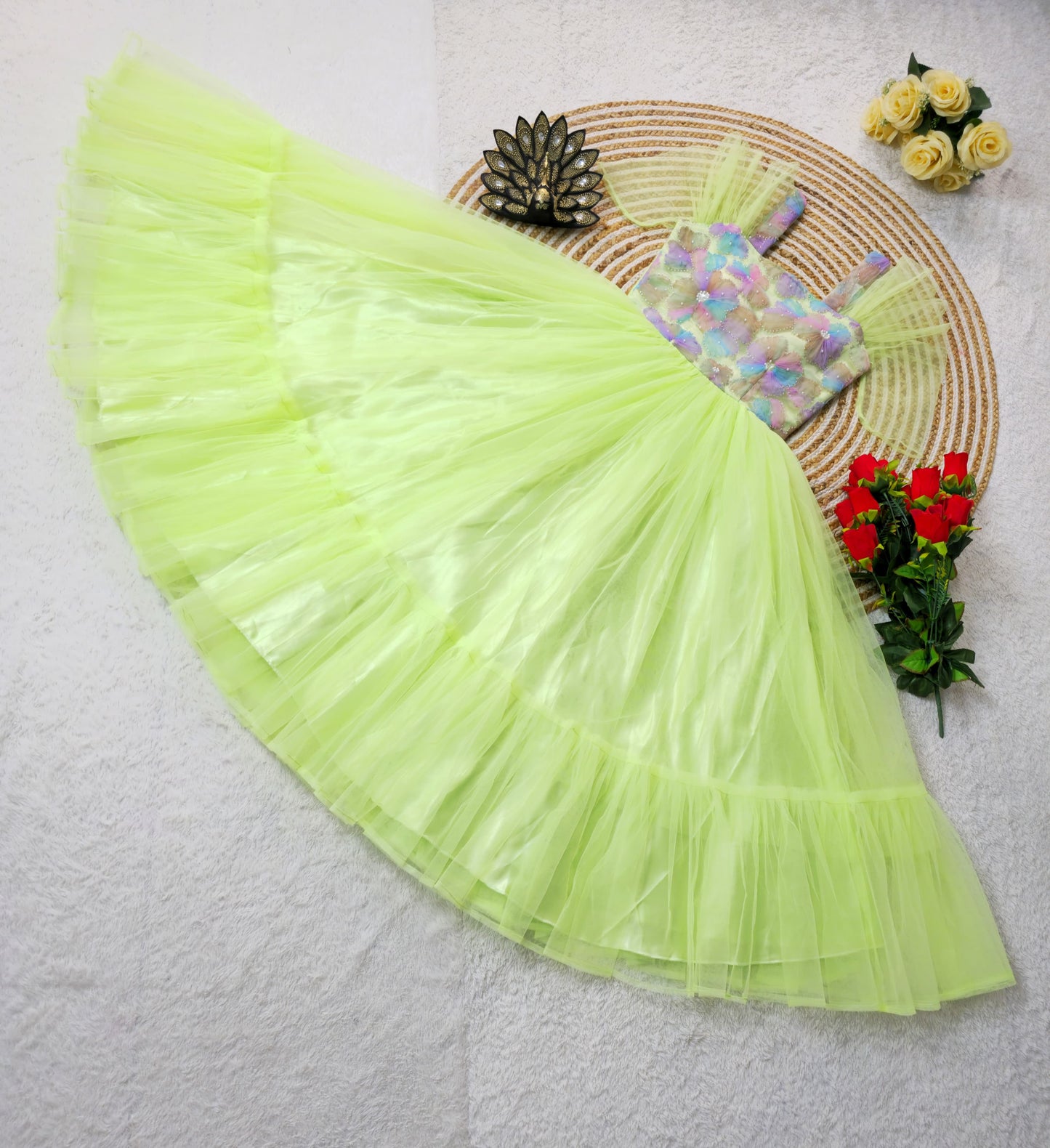 Premium soft net with designer work midi Gowns