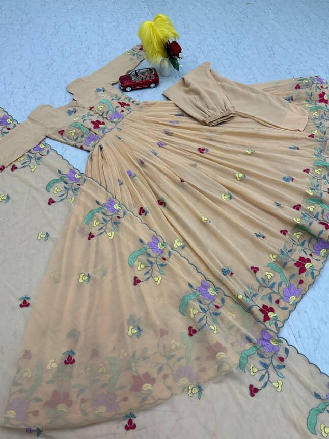 Embroidery Work Long gowns with dupattas