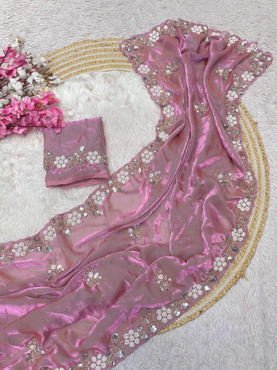 New Designer party wear satin sarees