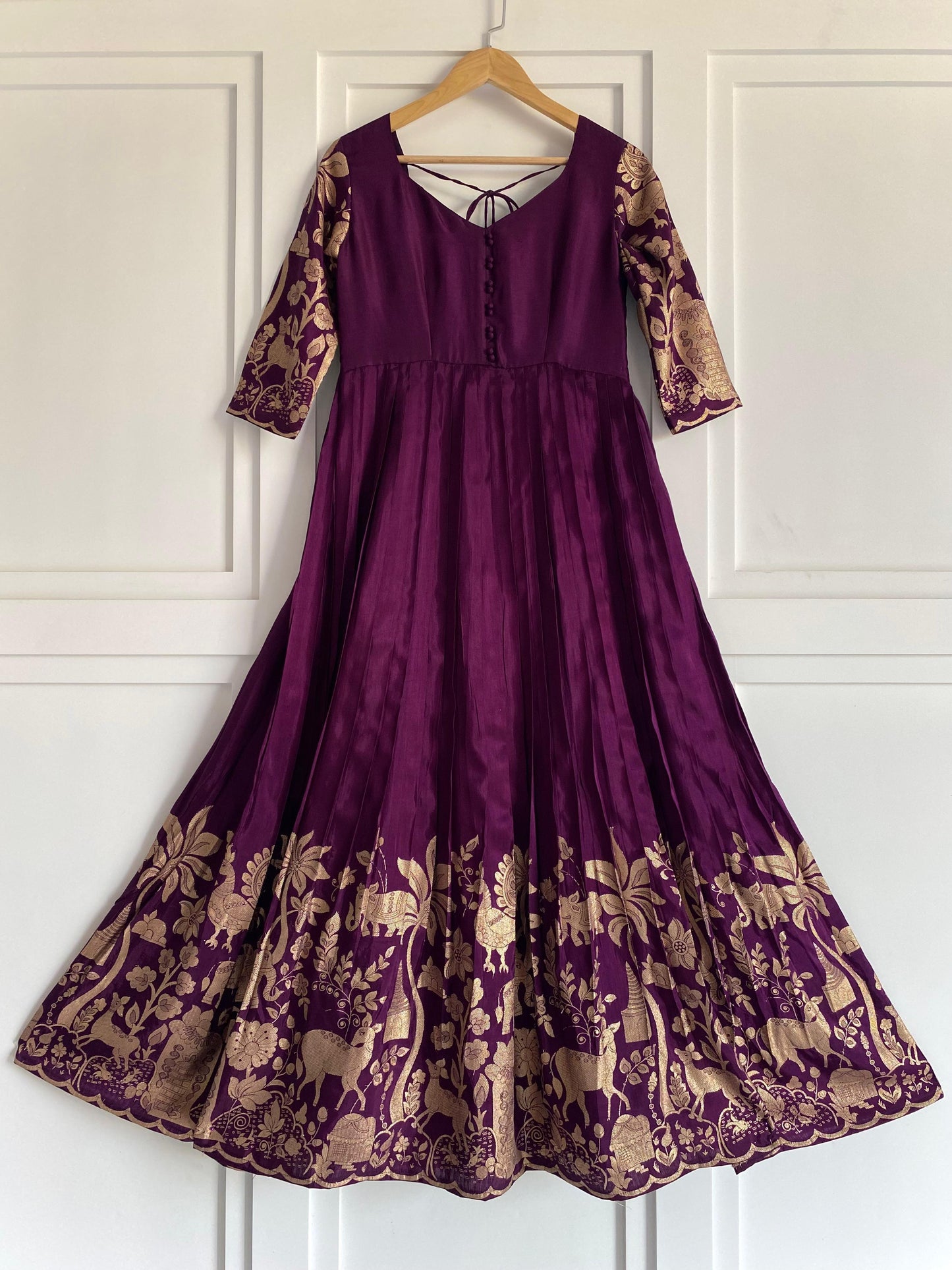 Kalmakari motifs zari long gown with premium dupatta