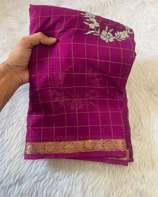 Chinon Viscose Check Trendy Saree
