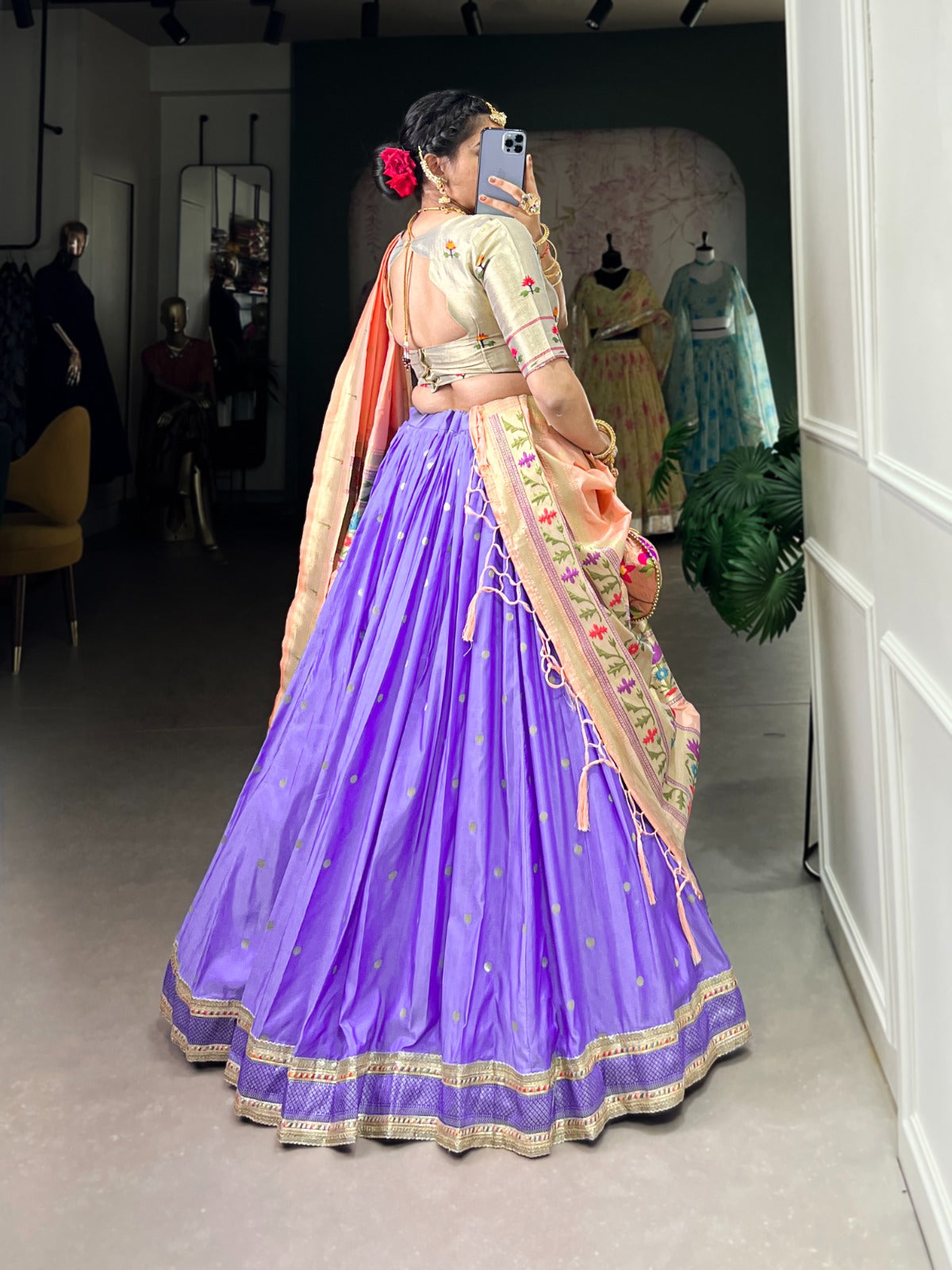 Paithani Jacquard Silk Festival Collection Lehenga