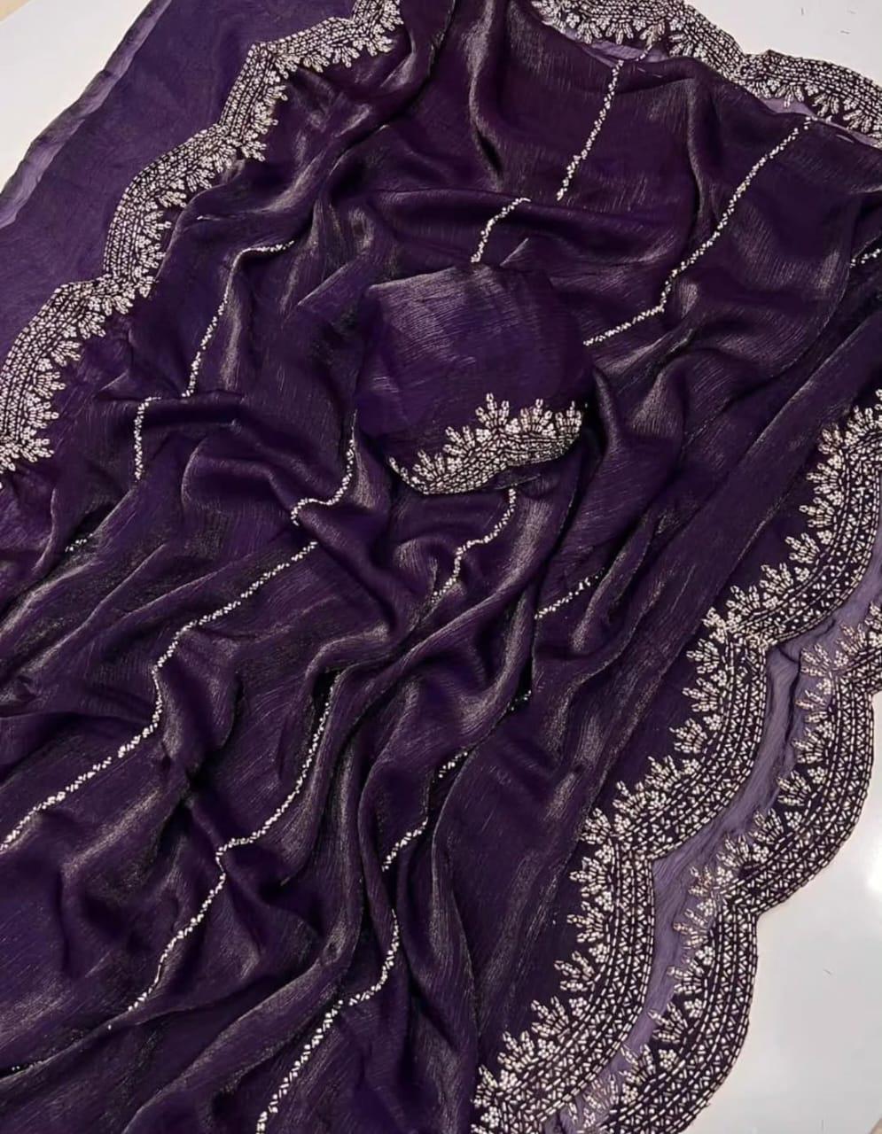 Chiffon work saree