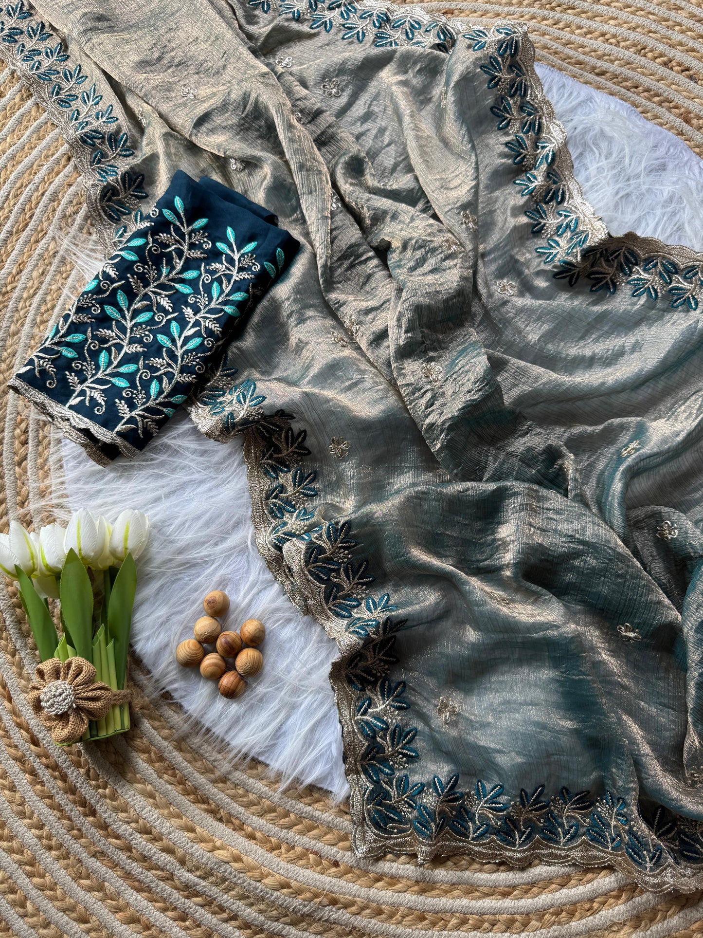 Elegant embroidery saree budget friendly