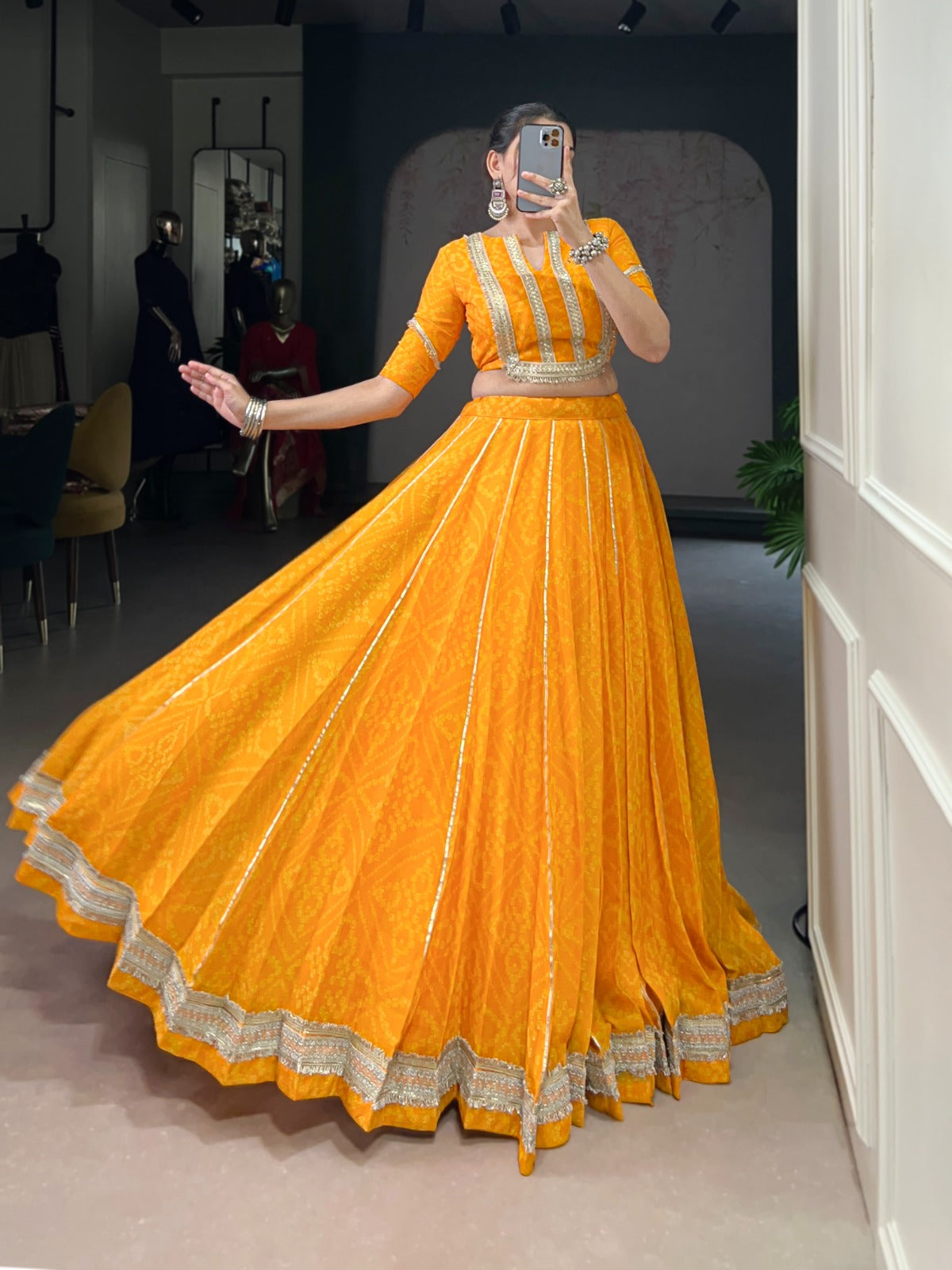 Bandhini chiffon Dandiya Lehenga set