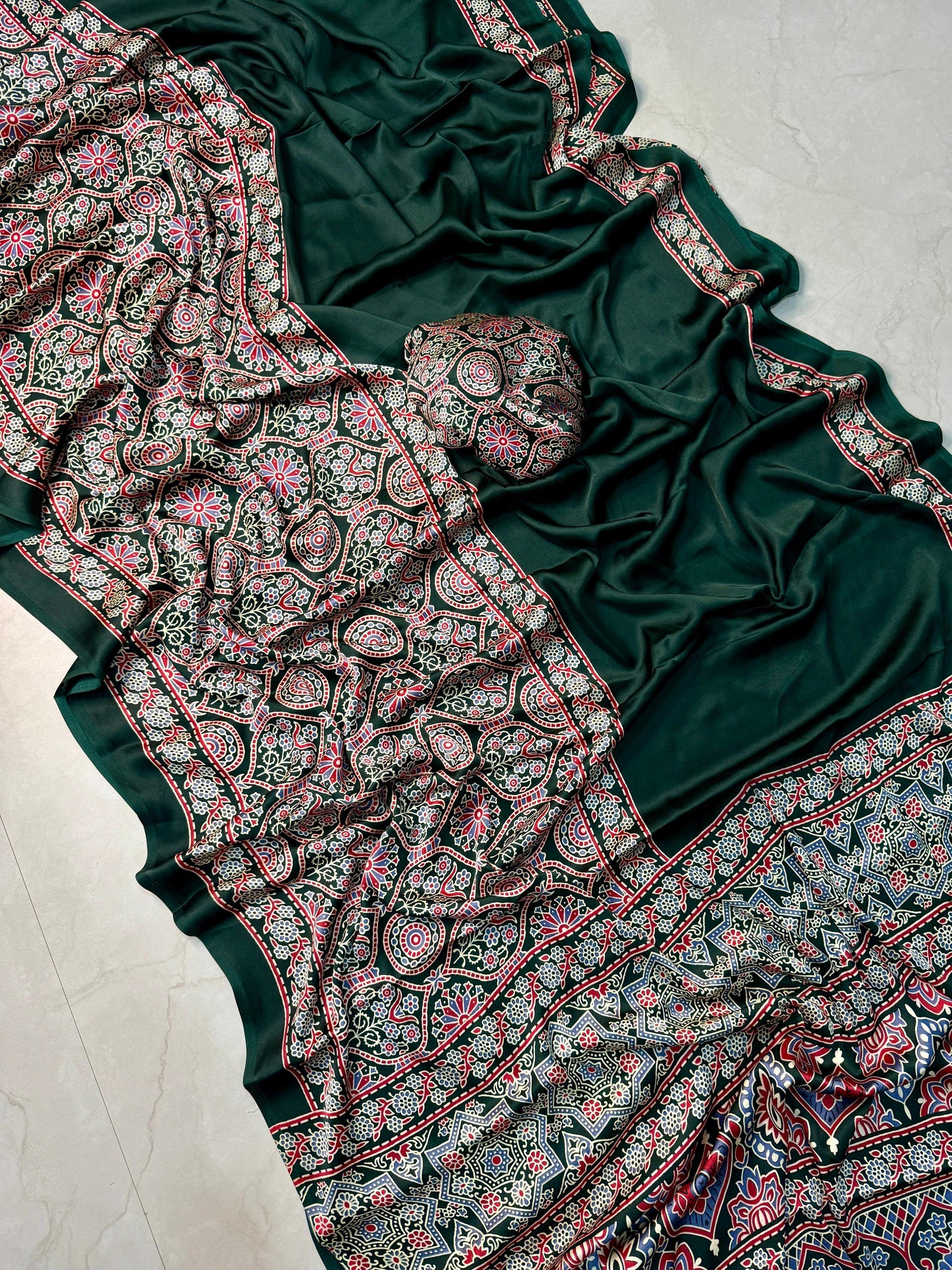New AJRAKH saree satin silk