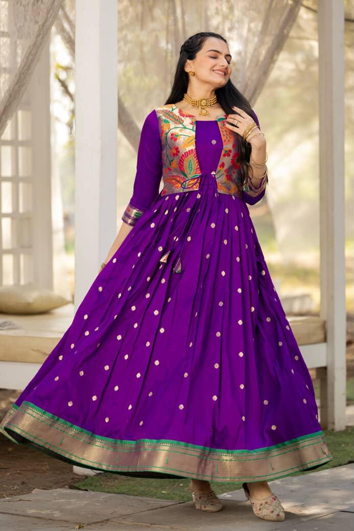 Paithani Pure Weaving Jacket gowns for festivals