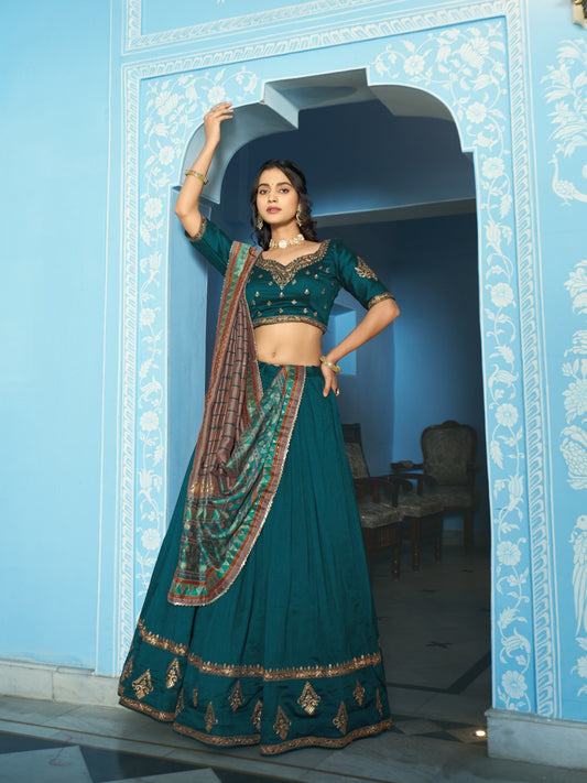 Vichitra silk royal designer lehenga